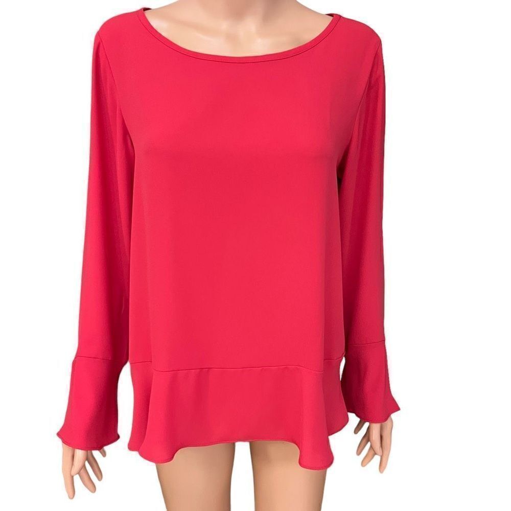Loft red blouse ruffle detail - hem, cuffs and back size S